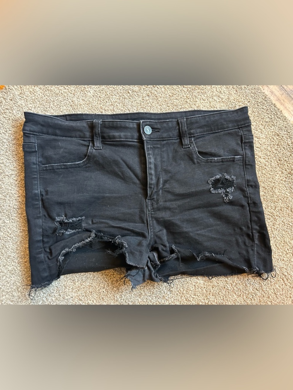 American Eagle Outfitters Black Distressed Cutoff Denim Shorts